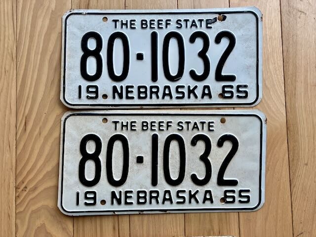 Pair of 1965 Nebraska License Plates