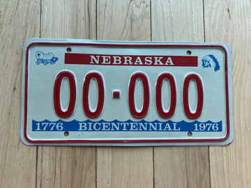 1976 Nebraska Bicentennial Sample License Plate