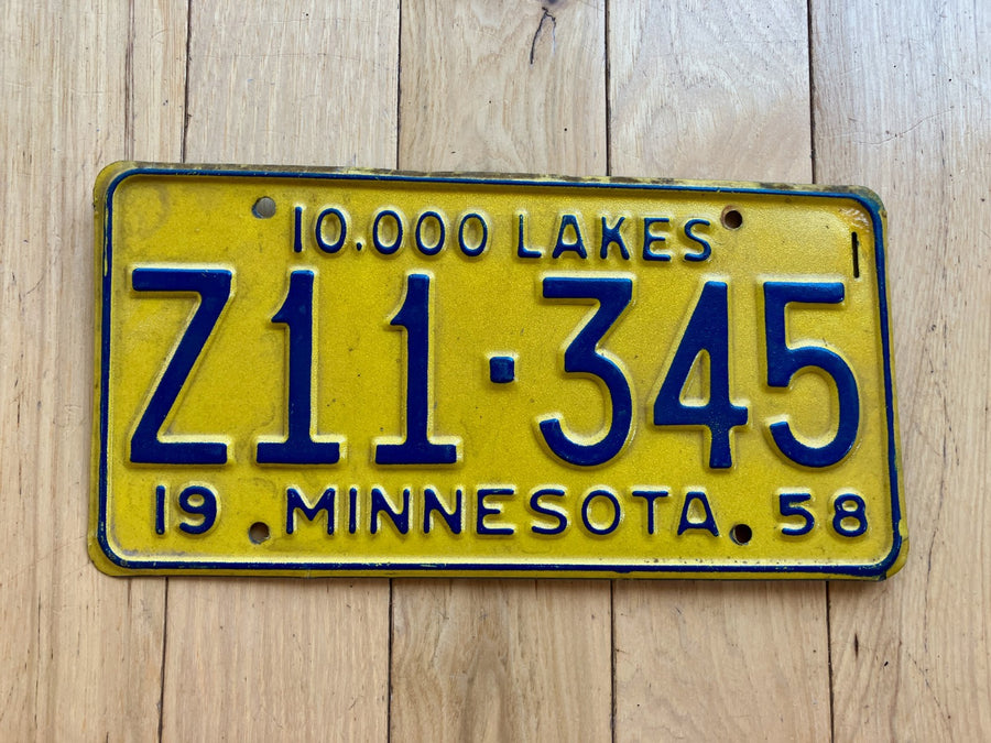 1958 Minnesota License Plate