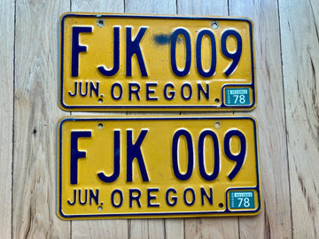 Pair of 1978 Oregon License Plates