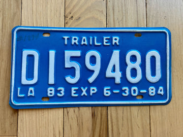 1984 Louisiana Trailer License Plate