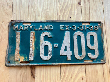1939 Maryland License Plate