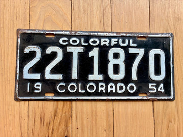 1954 Colorado Truck License Plate