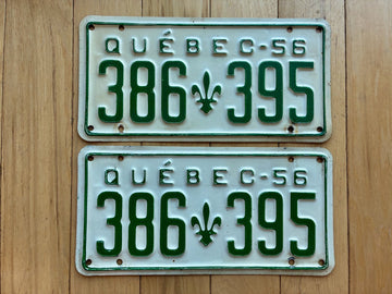 1956 Pair of Quebec License Plates
