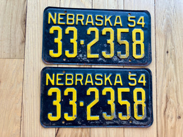 Pair of 1954 Nebraska License Plates