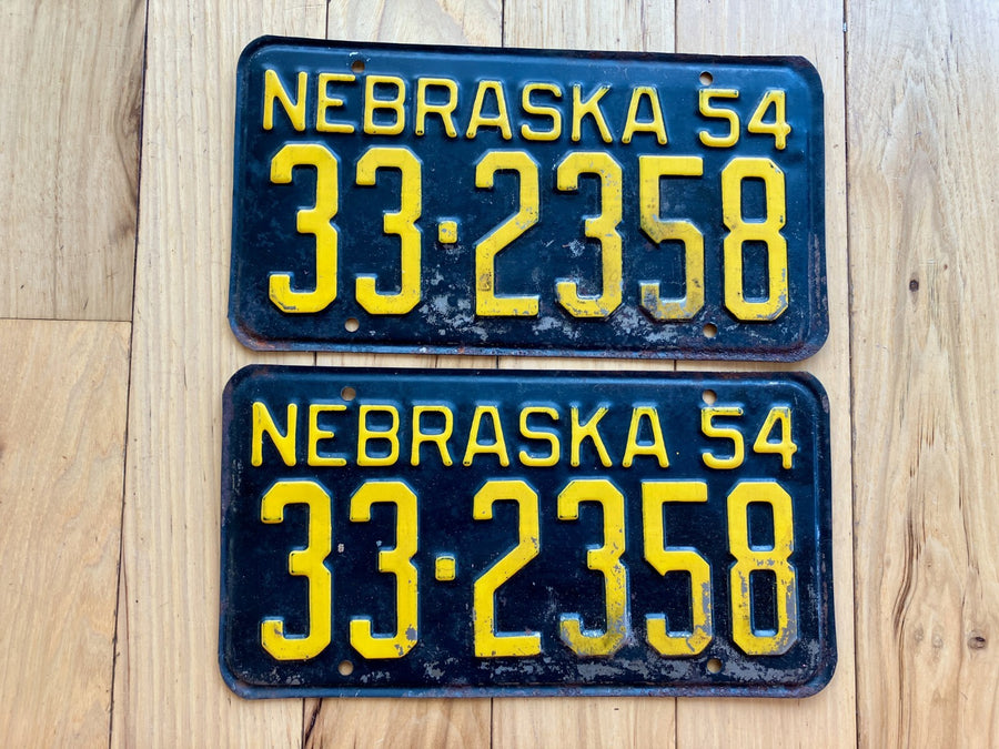 Pair of 1954 Nebraska License Plates
