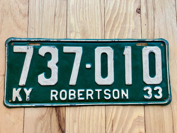 1933 Kentucky Robertson County License Plate