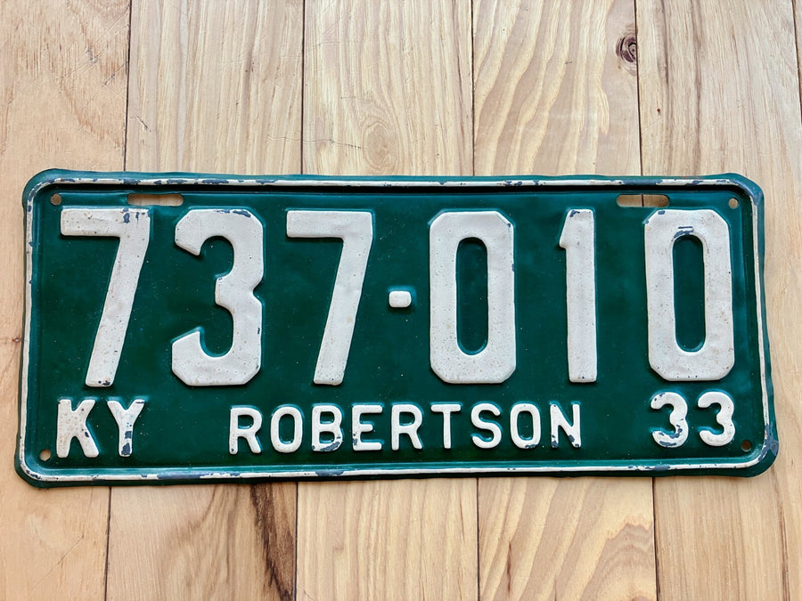 1933 Kentucky Robertson County License Plate