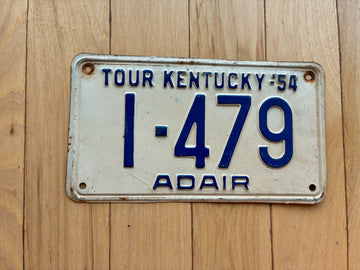 1954 Kentucky Adair County License Plate