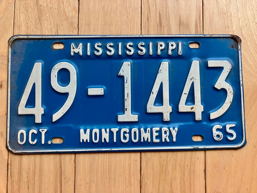 1965 Mississippi Montgomery County License Plate