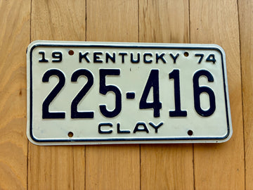 1974 Kentucky Clay County License Plate