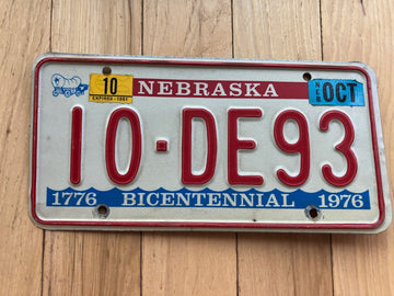 1976 Nebraska License Plate W/ 1981 Tab