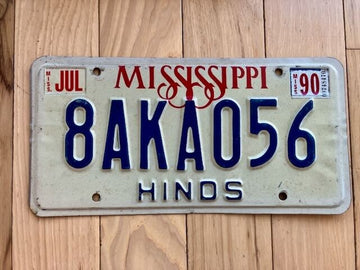 1990 Mississippi Hinds County License Plate