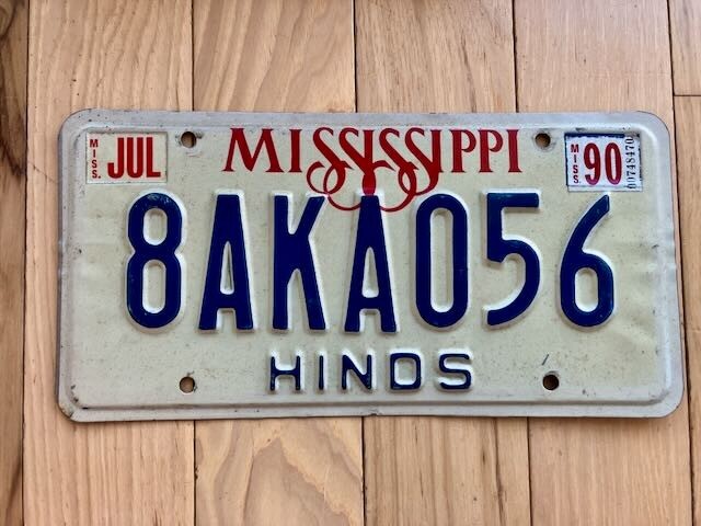 1990 Mississippi Hinds County License Plate