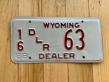 1988 Wyoming Dealer License Plate - Low Number