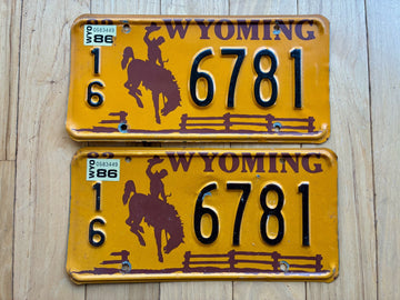 1986 Pair of Wyoming License Plates