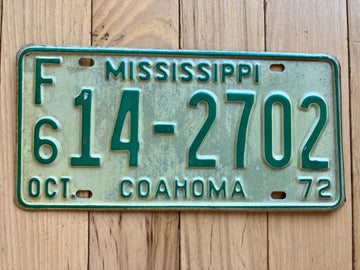 1972 Mississippi Coahoma County License Plate