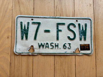 1963 Washington State Amateur Radio License Plate W/ 1974 Tab