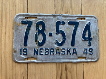 1948 Nebraska License Plate