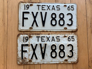 Pair of 1965 Texas License Plates - Check With DMV For YOM
