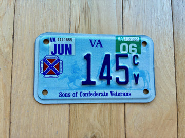 2006 Virginia Sons of Confederate Veterans Motorcycle License Plate