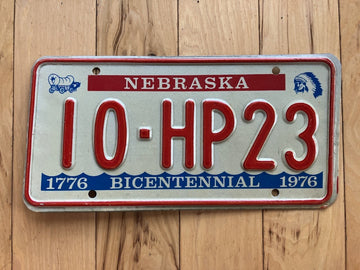 1976 Nebraska Bicentennial License Plate