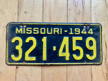 1944 Missouri License Plate
