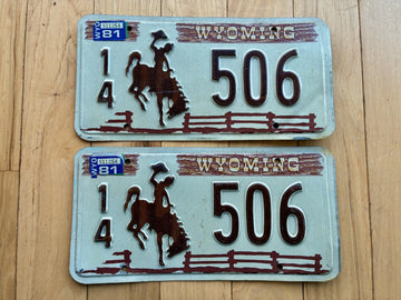1981 Pair of Wyoming License Plates