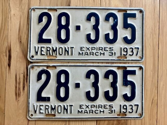 Pair of 1937 Vermont License Plates