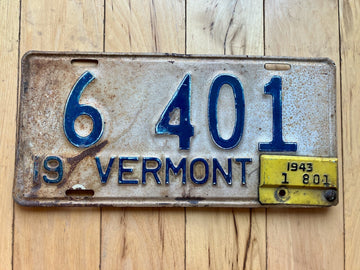 1943 Vermont License Plate