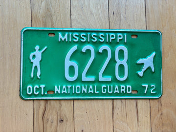 1972 Mississippi National Guard License Plate