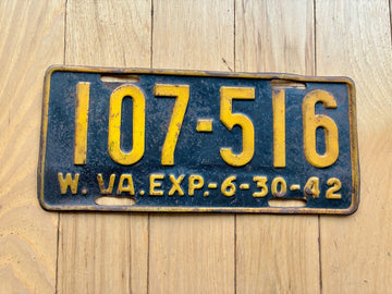 1942 West Virginia License Plate