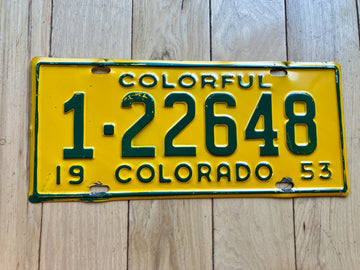1953 Colorado License Plate