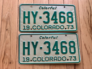 Pair of 1973 Colorado License Plates