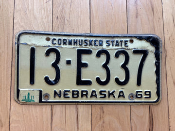 1969 Nebraska License Plate W/ 1971 Tab