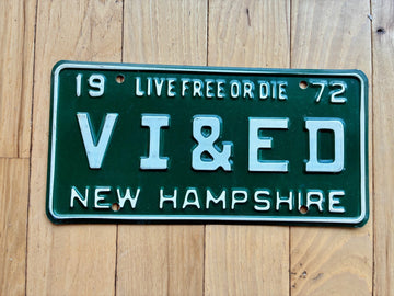 1972 New Hampshire Vanity License Plate