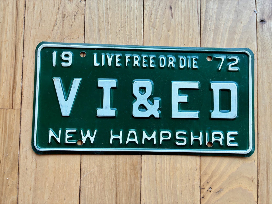1972 New Hampshire Vanity License Plate