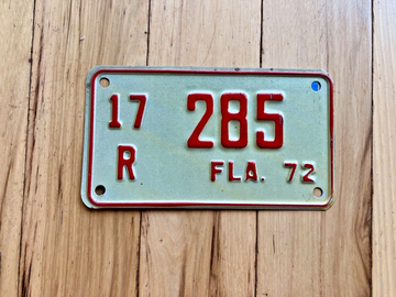 1972 Florida Motorcycle License Plate