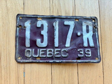 1939 Quebec License Plate