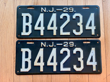 Pair of 1929 New Jersey License Plates