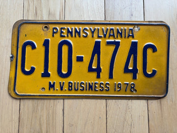 1978 Pennsylvania M.V. Business License Plate