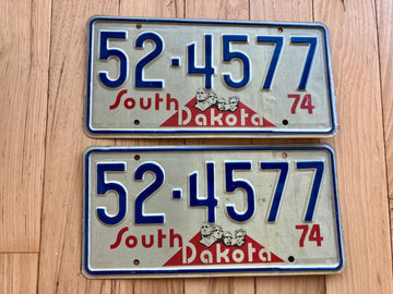 Pair Of 1974 South Dakota License Plates