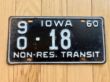 1960 Iowa Non Residential License Plate