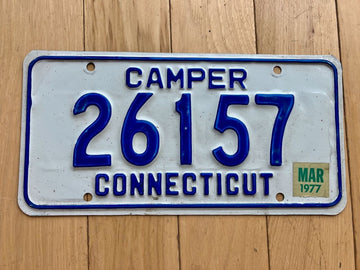 1977 Connecticut Camper License Plate