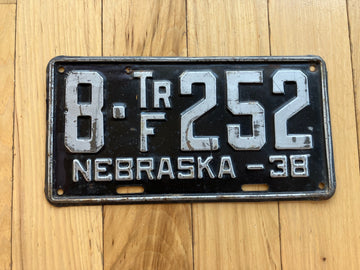 1938 Nebraska Farm Trailer License Plate