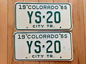 Pair of 1965 Colorado City Tractor License Plates