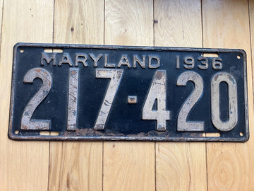1936 Maryland License Plate - 217 - 420