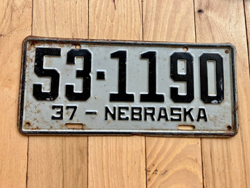 1937 Nebraska License Plate