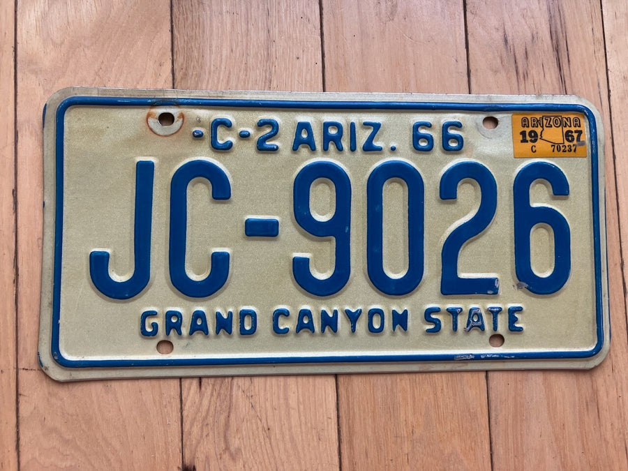 1966 Arizona Commercial License Plate W/ 1967 Tab