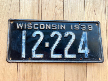 1939 Wisconsin License Plate